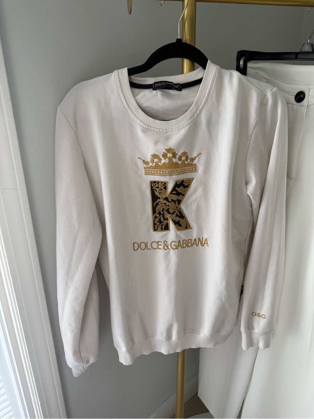 White Embroidered Logo Sweater